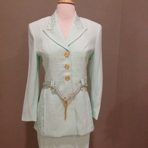 New boutique slim fit jacket with removable chain belt & matching skirt